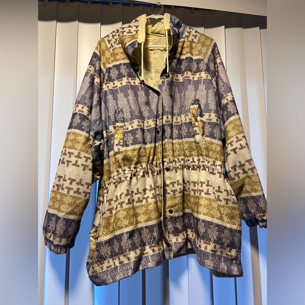 White and Brown Patterned Jacket